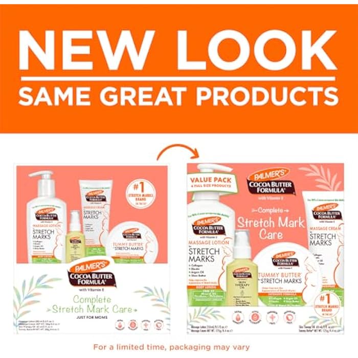 Palmer's Cocoa Butter Formula Pregnancy Skin Care Kit for Stretch Marks and Scars, Dermatologist Approved, Gift for Mom to Be, 4 Piece Full Size Set - Image 2